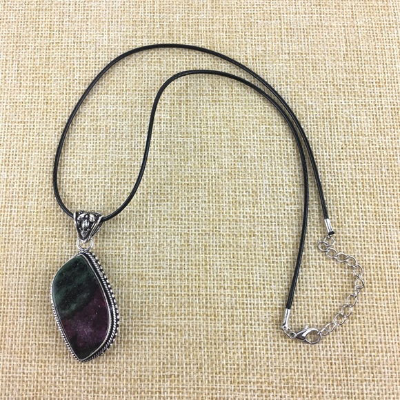 Ruby in Zoisite Stone Pendant Necklace - Picture 3 of 9